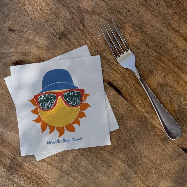 Here Comes the Son Baby Boy Shower Napkin (Creator Uploaded)
