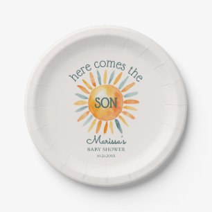 Here Comes the Son Baby Boy Shower Paper Plate