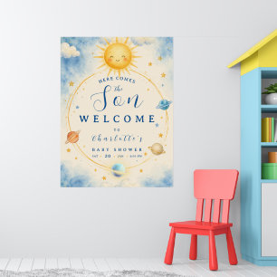 Here Comes the Son Baby Boy Shower Welcome Poster