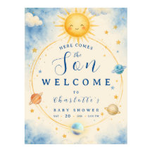 Here Comes the Son Baby Boy Shower Welcome Poster