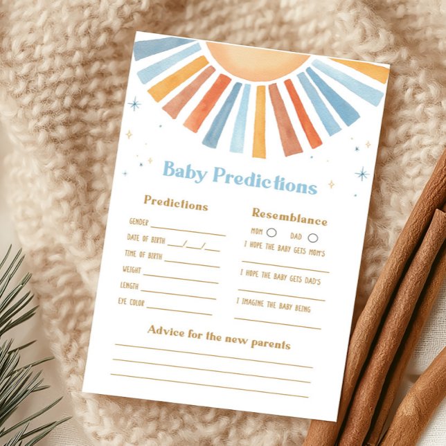 Here Comes the Son Baby Predictions Game (Boho Sunshine Baby Shower Baby Predictions Game )