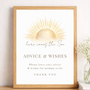 Here Comes The Son Baby Shower Advice Wishes Sign