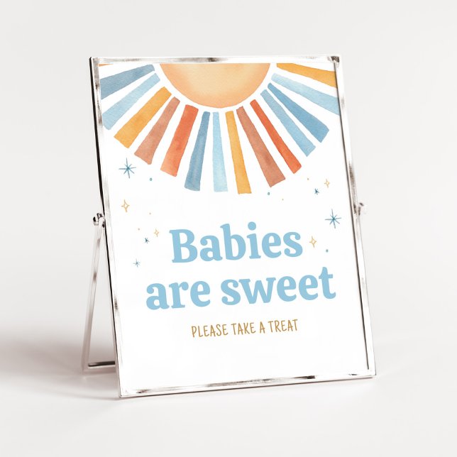 Here Comes the Son Baby Shower Babies are Sweet Poster (Boho Sunshine Baby Shower Babies are Sweet Sign)
