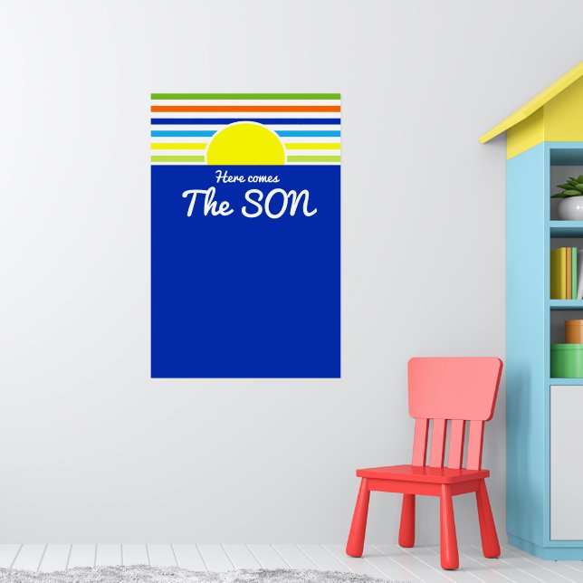 Here Comes the Son Baby Shower Backdrop & Signup  Poster (Nursery 1)