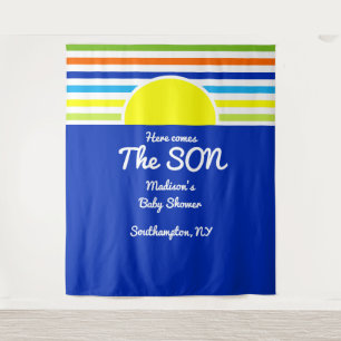 Here Comes the Son Baby Shower Backdrop Tapestry