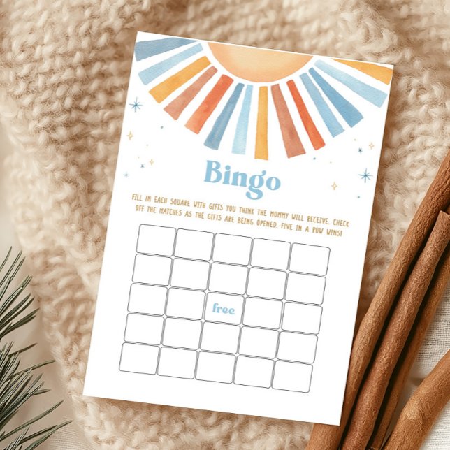Here Comes the Son Baby Shower Bingo Game (Boho Sunshine Baby Shower Bingo Game)