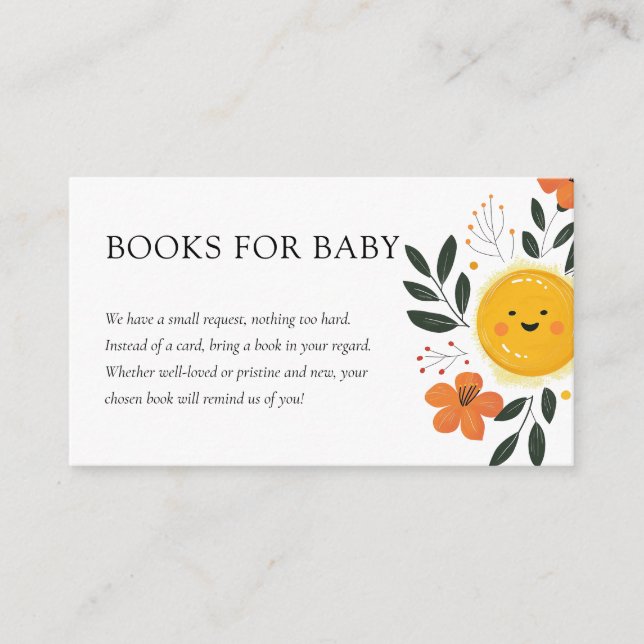 Here Comes the Son Baby Shower Books for Baby Enclosure Card (Front)
