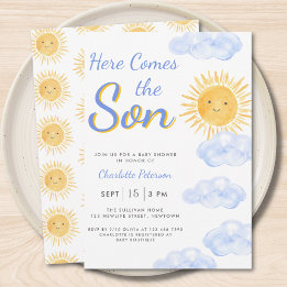 Here Comes The Son Baby Shower Boy  Invitation