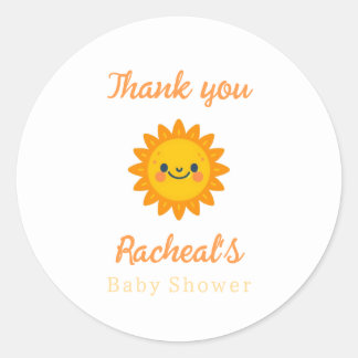 Here comes the son Baby Shower Classic Round Sticker