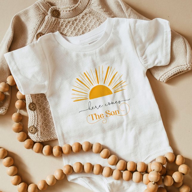 Here comes the son baby shower gift baby bodysuit (Creator Uploaded)