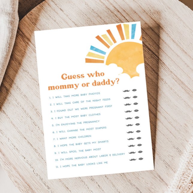 Here Comes the Son Baby Shower Guess Who Game (Here Comes the Sun Baby Shower Game)