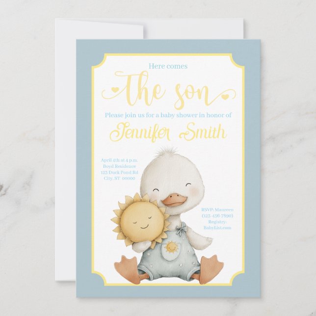 Here Comes the Son Baby Shower Invitation (Front)