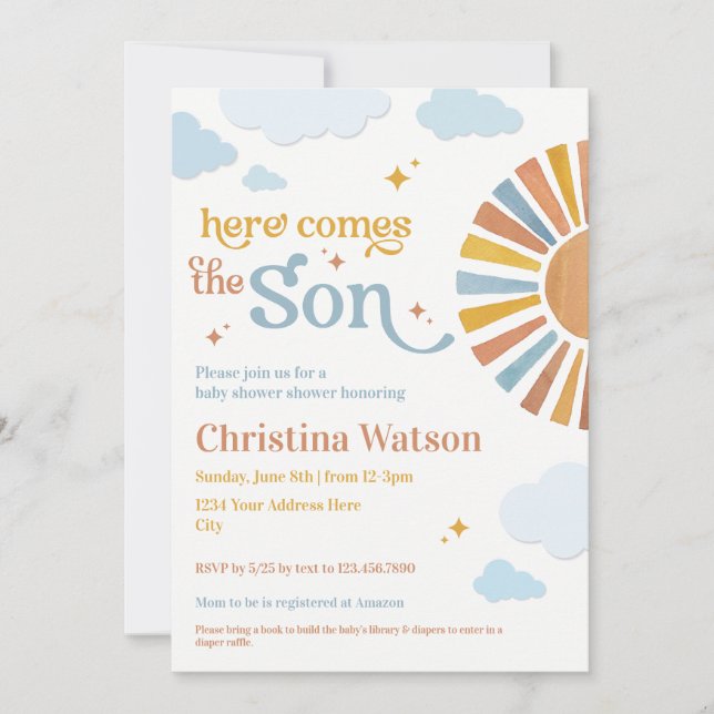 Here Comes the Son - Baby Shower Invitation (Front)