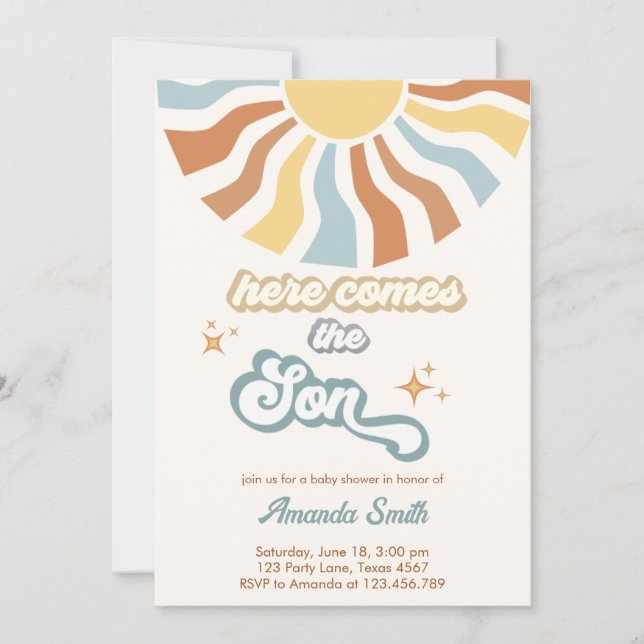 Here Comes the Son Baby Shower  Invitation (Front)