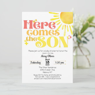 Here Comes the Son Baby Shower Invitation Boy Son