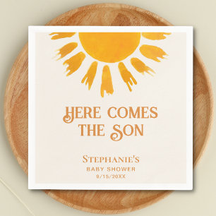 Here Comes The Son Baby Shower Napkin
