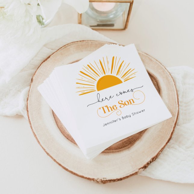 Here comes the son baby shower napkin (Creator Uploaded)