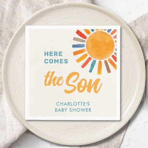 Here Comes The Son Baby Shower Napkin