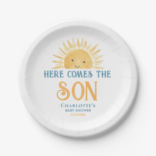 Here Comes The Son Baby Shower Paper Plate