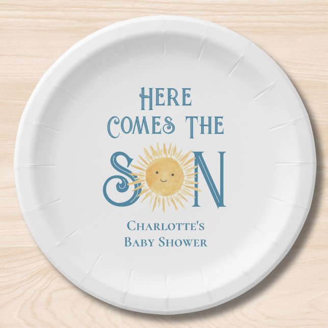 Here Comes The Son Baby Shower Paper Plate (Creator Uploaded)
