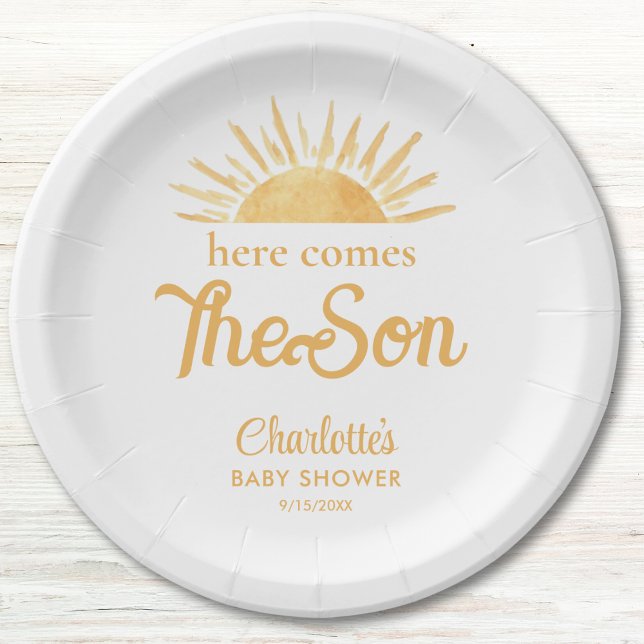 Here Comes The Son Baby Shower Paper Plate (Creator Uploaded)