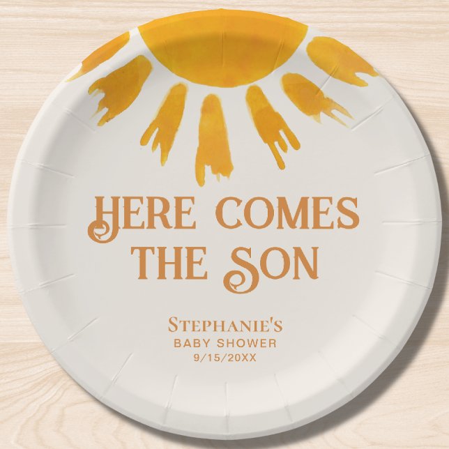 Here Comes The Son Baby Shower Paper Plate (Creator Uploaded)