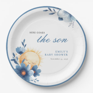 Here Comes the Son Baby Shower Paper Plate