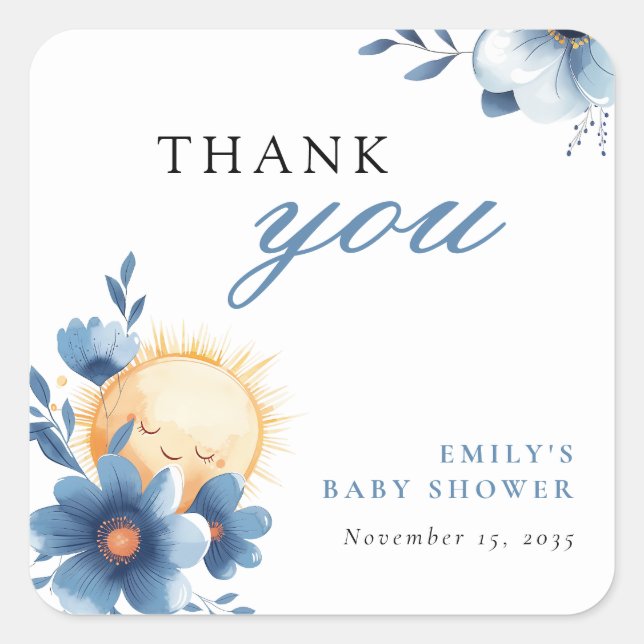 Here Comes the Son Baby Shower Square Sticker (Front)