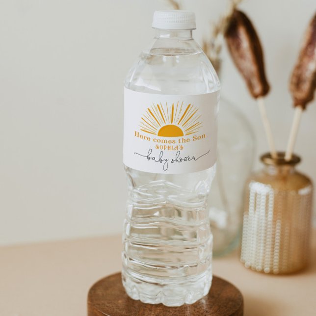 Here comes the son baby shower sun water bottle label (Creator Uploaded)