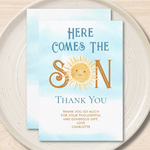 Here Comes The Son Baby Shower Thank You Card