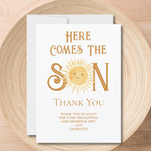 Here Comes The Son Baby Shower Thank You Card