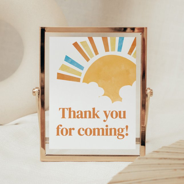 Here Comes the Son Baby Shower Thank you Card Poster (Here Comes the Son Baby Shower Thank you for Coming Sign)