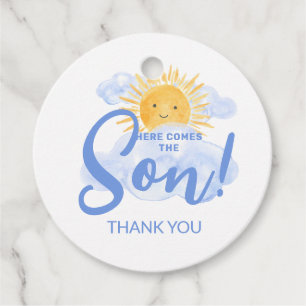 Here Comes The Son Baby Shower Thank You Favour Tags