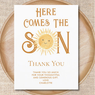 Here Comes The Son Baby Shower Thank You Postcard
