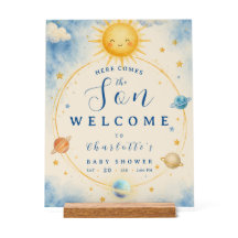 Here Comes the Son BabyBoy Shower Print Wood Block