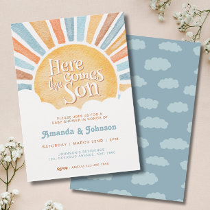 Here Comes the Son Boho Baby Shower Invitation