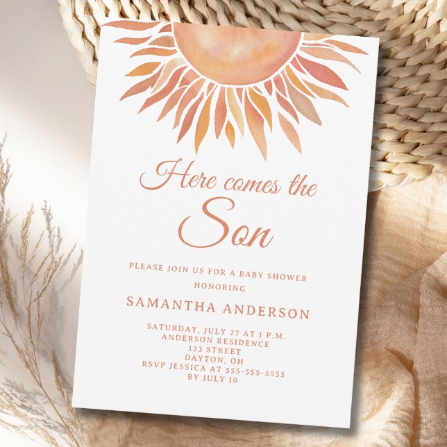 Here Comes The Son Boho Baby Shower Invitation (Creator Uploaded)