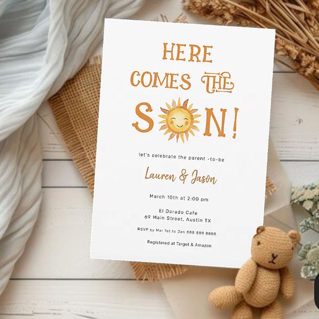 Here comes the SON Boho Baby Shower Invitation (Creator Uploaded)
