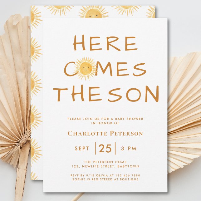 Here Comes The Son Boho Baby Shower Invitation (Creator Uploaded)