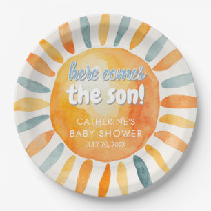 Here Comes the SON Boho Baby Shower Paper Plates