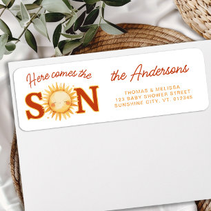 Here Comes the SON Boho Baby Shower Return Address Label