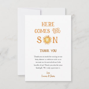 Here comes the SON Boho Baby Shower Thank You