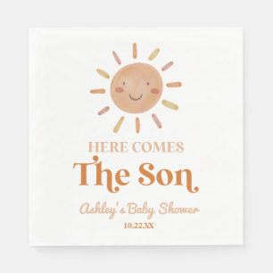 Here Comes The Son Boho Bohemian Retro Baby Shower Napkin