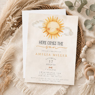 Here Comes the Son Boho Boy Baby Shower Invitation