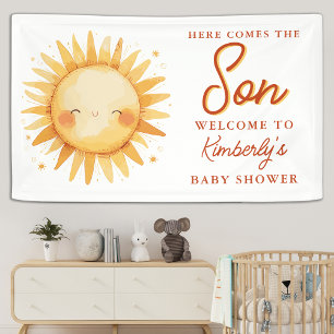 Here Comes The Son Boho Cute Welcome Baby Shower Banner