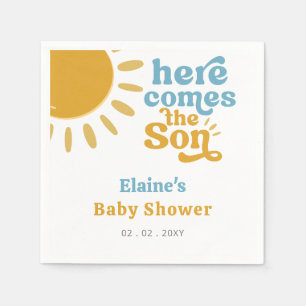 Here comes the son boho retro baby shower napkin