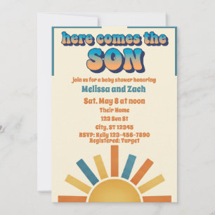 Here Comes the SON, Boho Sun Baby Shower Invitation