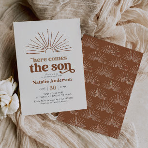 Here Comes the Son Boho Sunshine Baby Shower Invitation