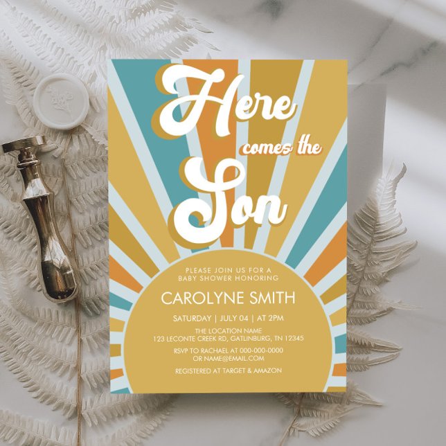 Here Comes The Son Boho Sunshine Baby Shower Invitation (Creator Uploaded)