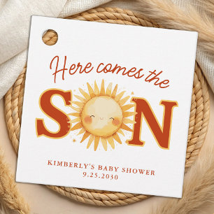 Here Comes The Son Boho Sunshine Cute Baby Shower Favour Tags
